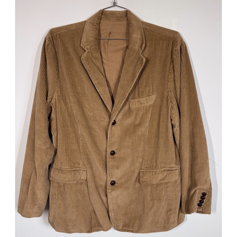 VTG J. Crew Corduroy Flannel Lined Blazer Jacket Men's XL Dark Academia Grandpa